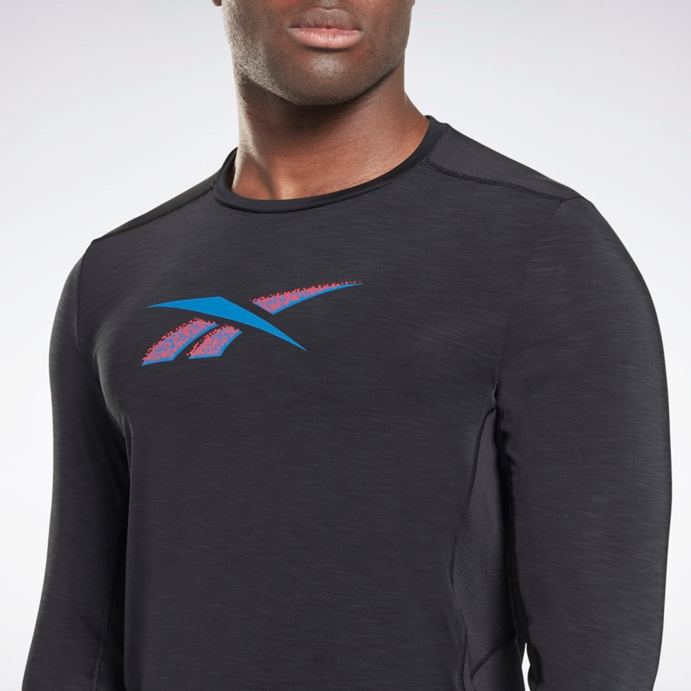 Reebok ACTIVCHILL Long Sleeve Athlete T-Shirt Čierne | WZNMJ3125