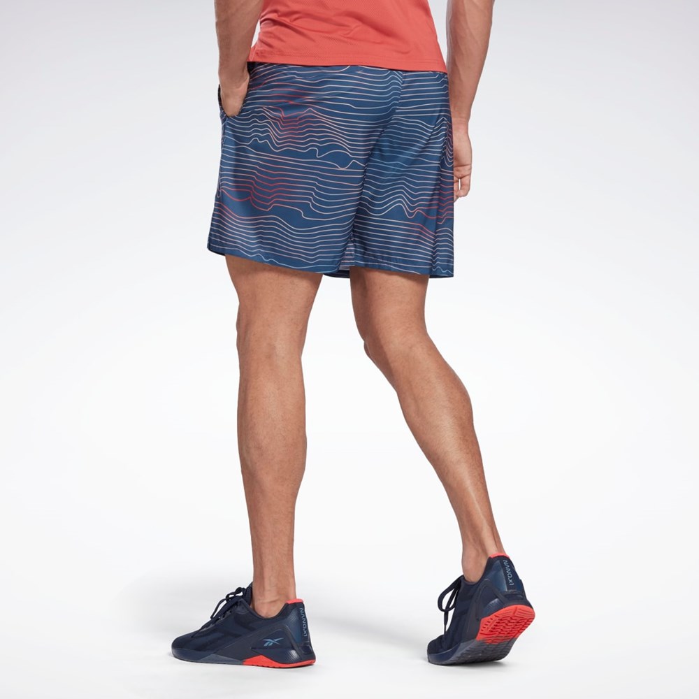 Reebok Allover Print Speed 2.0 Shorts Modre | EUYPG0698