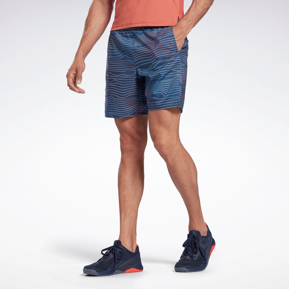 Reebok Allover Print Speed 2.0 Shorts Modre | EUYPG0698