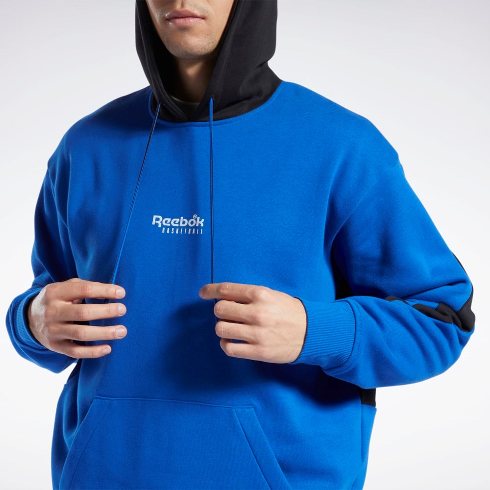 Reebok Basketball Back Vector Fleece Hoodie Modre | JVAQG5106