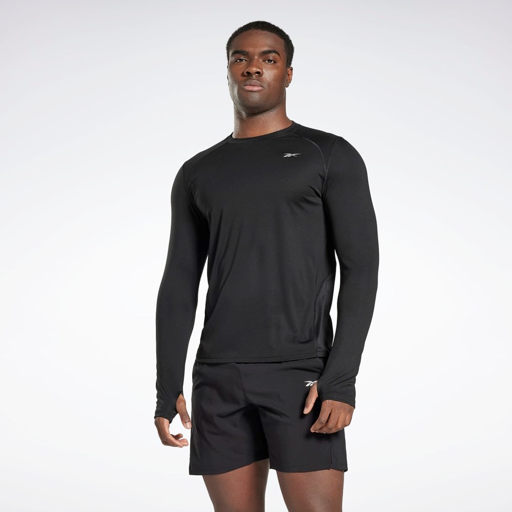 Reebok Bežecké Long Sleeve T-Shirt Čierne | CGZWM3082