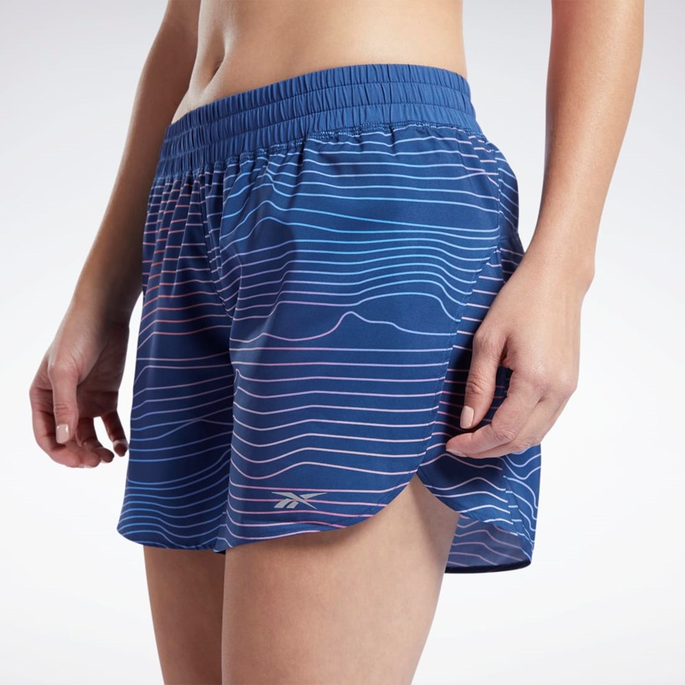 Reebok Bežecké Printed Shorts Modre | EFXMN6423