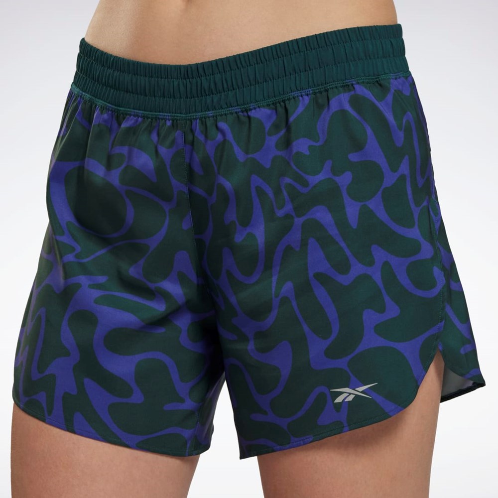 Reebok Bežecké Printed Shorts Zelene | UJGBR4601