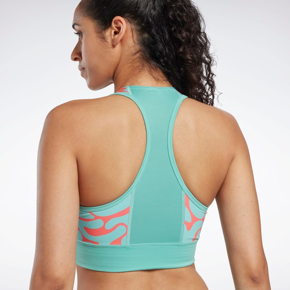 Reebok Bežecké Printed Sports Bra Semi Classic Teal | DBAMR0647