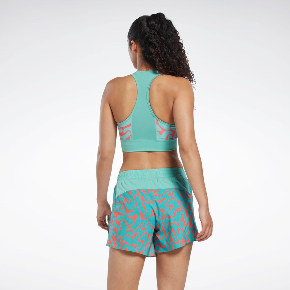 Reebok Bežecké Printed Sports Bra Semi Classic Teal | DBAMR0647