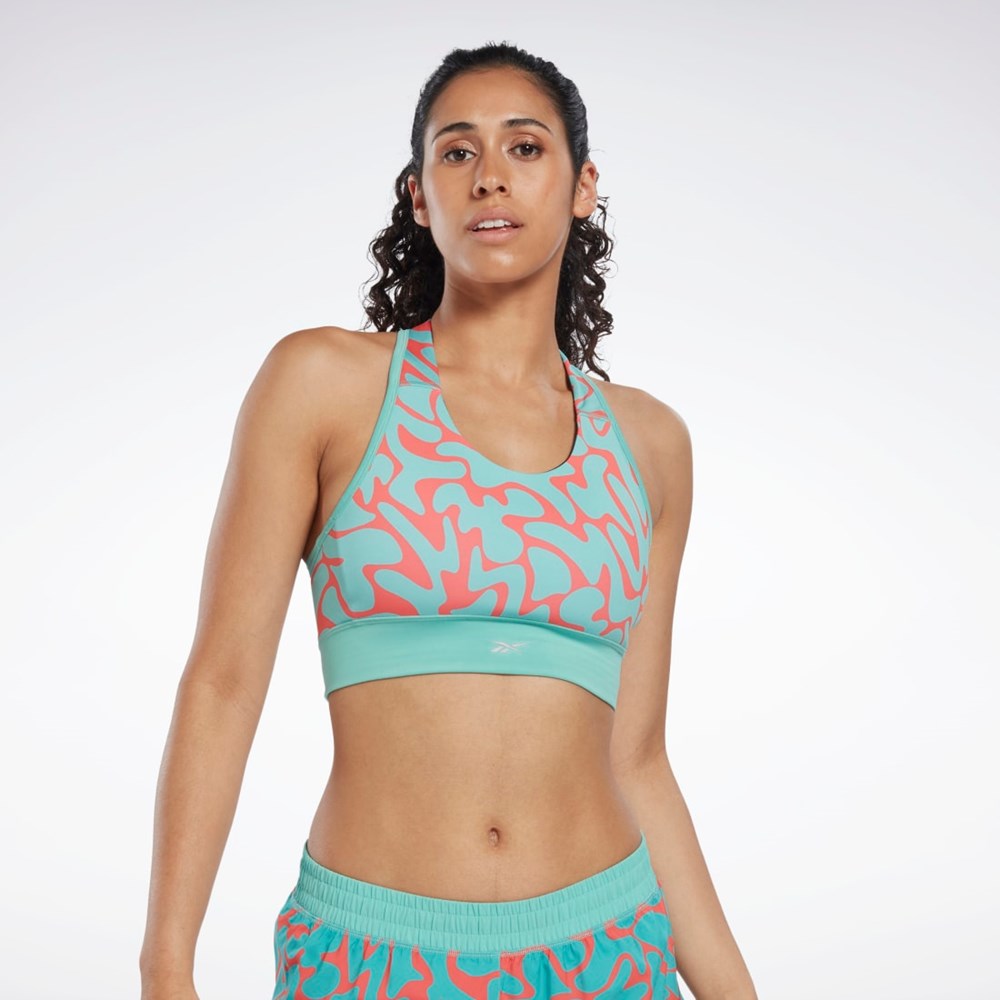 Reebok Bežecké Printed Sports Bra Semi Classic Teal | DBAMR0647