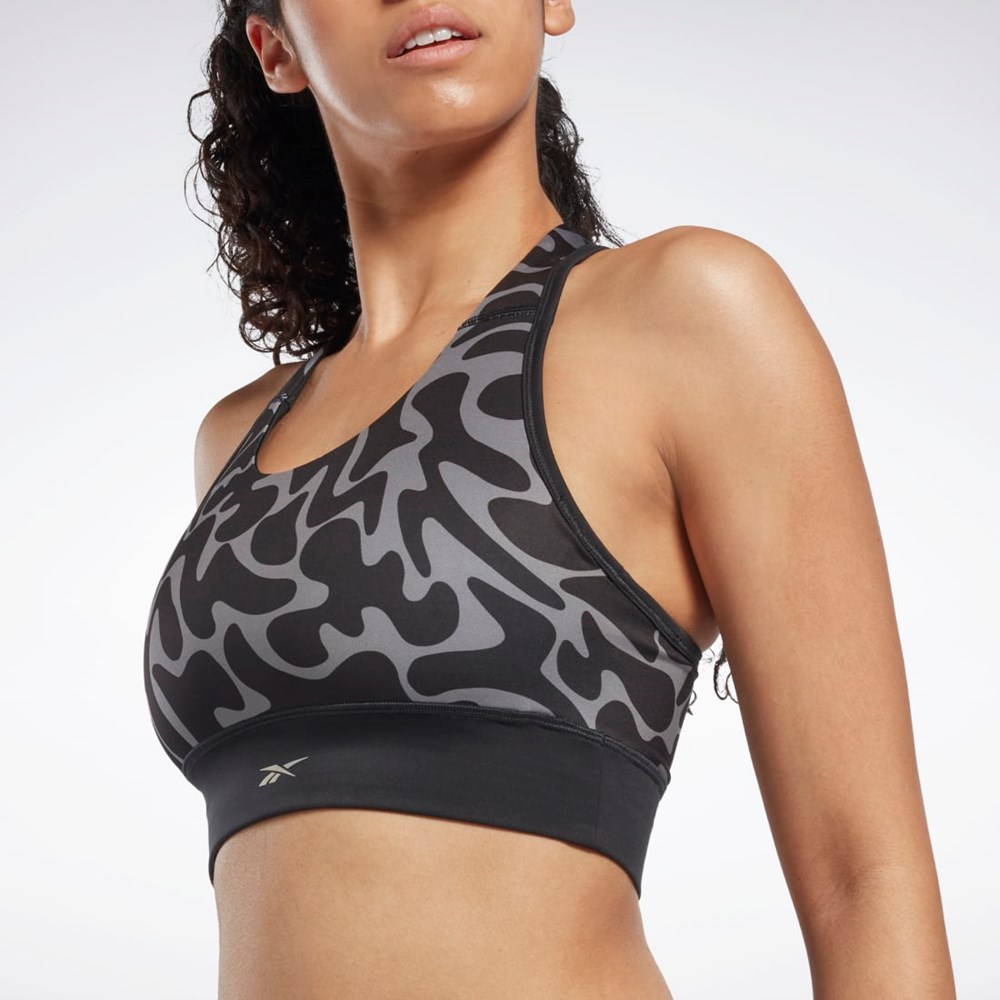 Reebok Bežecké Printed Sports Bra Čierne | GDTWR0526