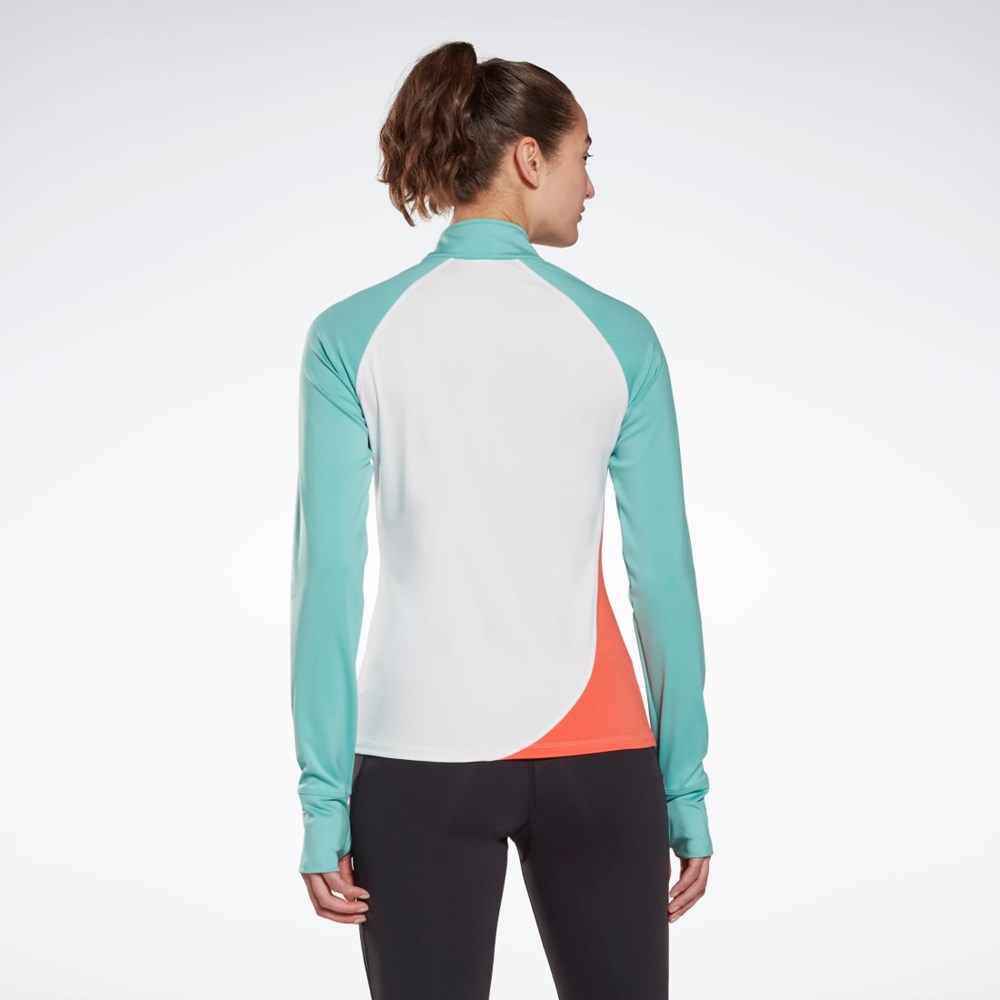 Reebok Bežecké Quarter-Zip Sweatshirt Biele | JILTK7123