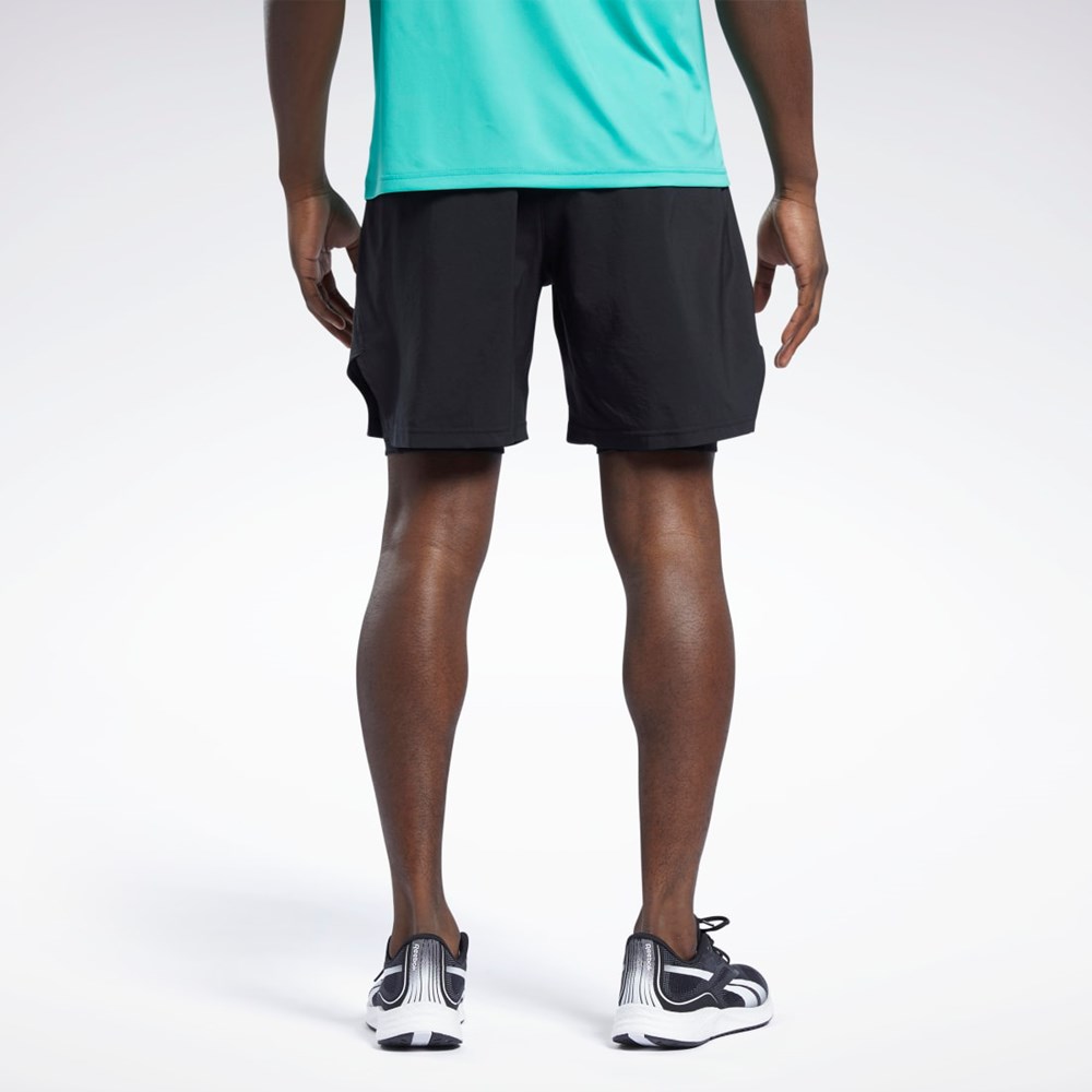 Reebok Bežecké Two-in-One Shorts Čierne | JHDRT7928