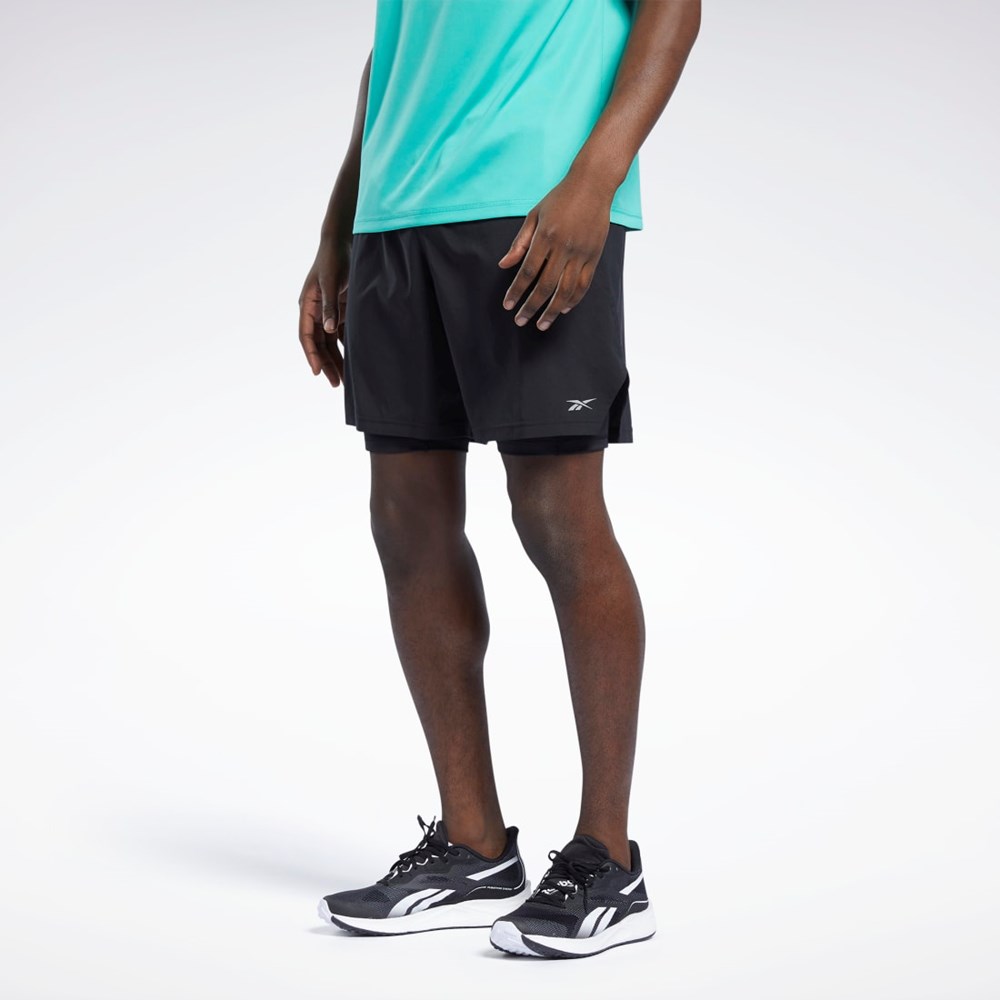 Reebok Bežecké Two-in-One Shorts Čierne | JHDRT7928