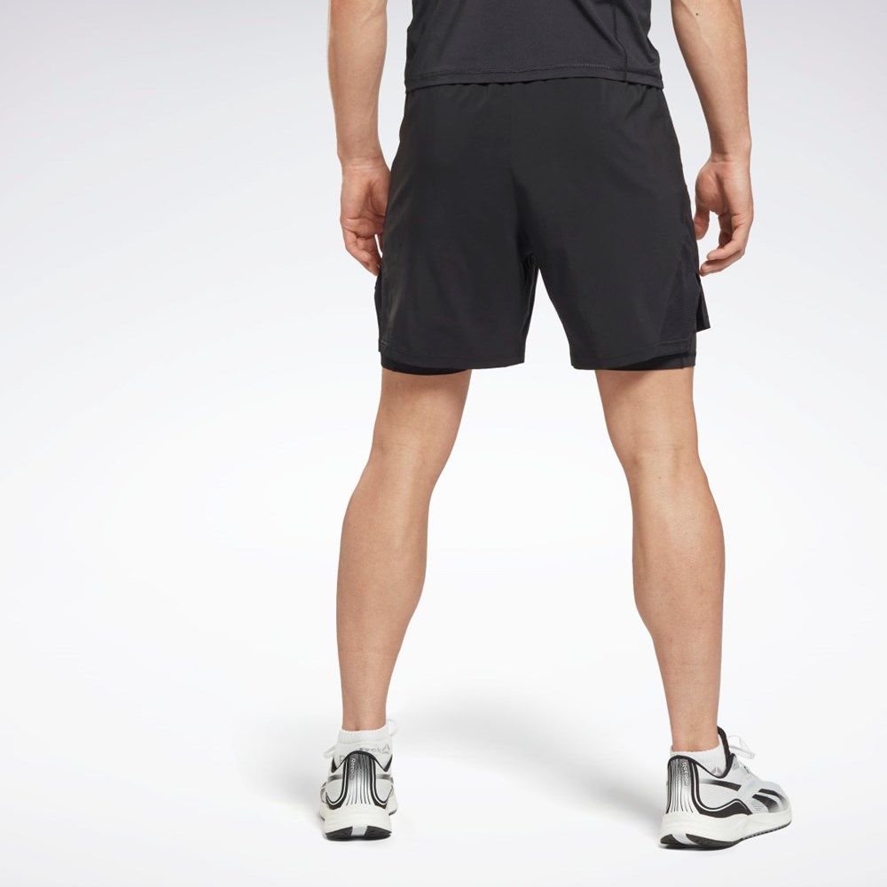 Reebok Bežecké Two-in-One Shorts Čierne | LGUAE9851