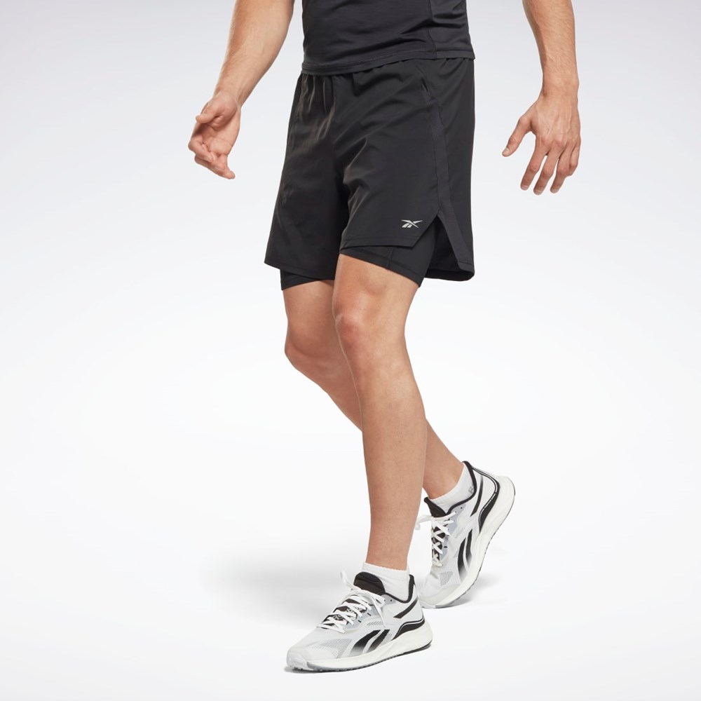 Reebok Bežecké Two-in-One Shorts Čierne | LGUAE9851