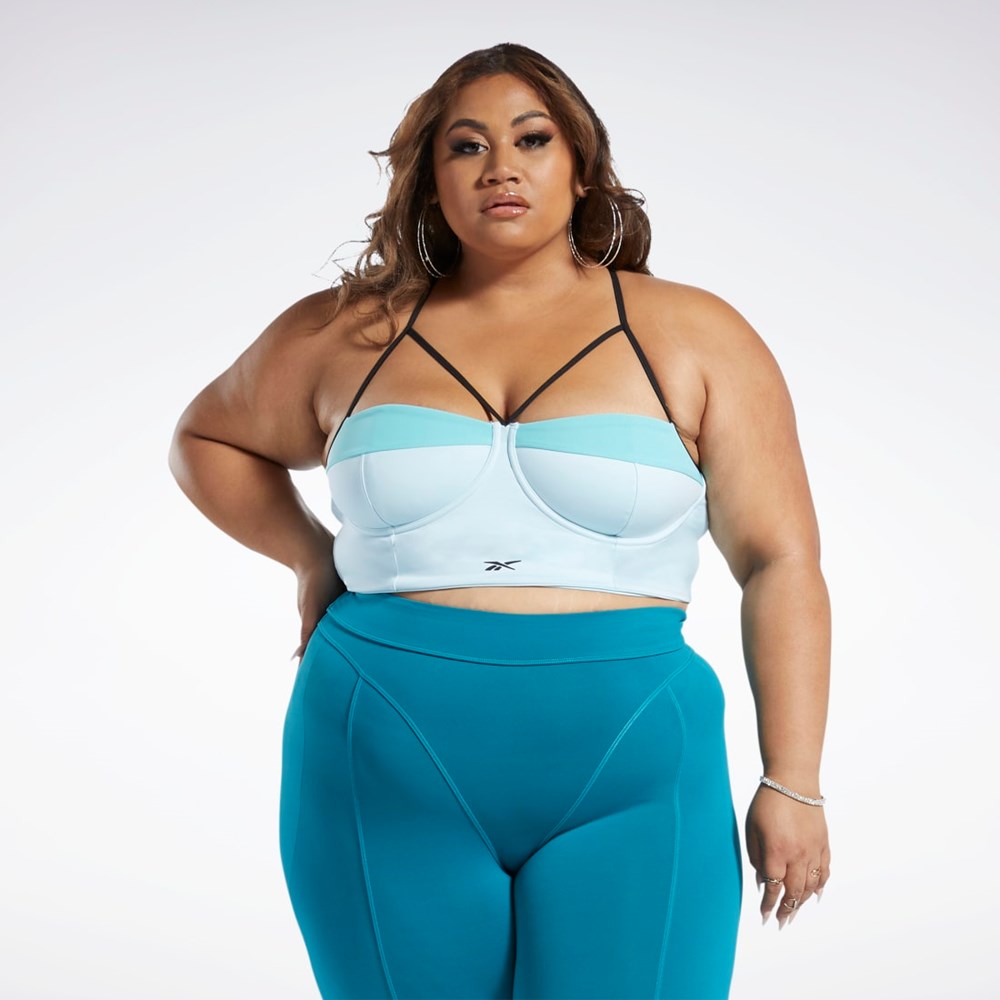 Reebok Cardi B Bralette (Plus Size) Modre Tyrkysové | VGQKY8421