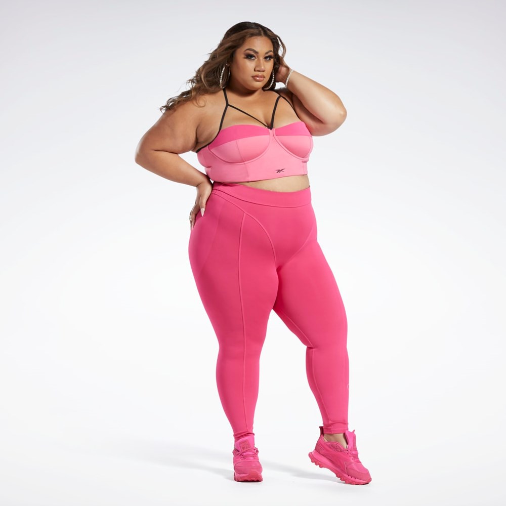 Reebok Cardi B Bralette (Plus Size) Ruzove Ruzove | JUGIV2786