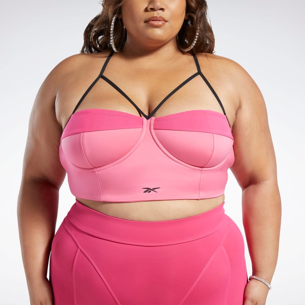 Reebok Cardi B Bralette (Plus Size) Ruzove Ruzove | JUGIV2786