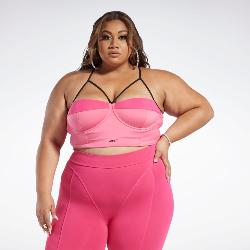 Reebok Cardi B Bralette (Plus Size) Ruzove Ruzove | JUGIV2786