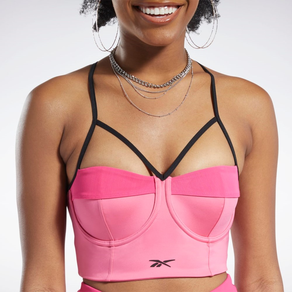 Reebok Cardi B Bralette Ruzove Ruzove | RVYOE7625