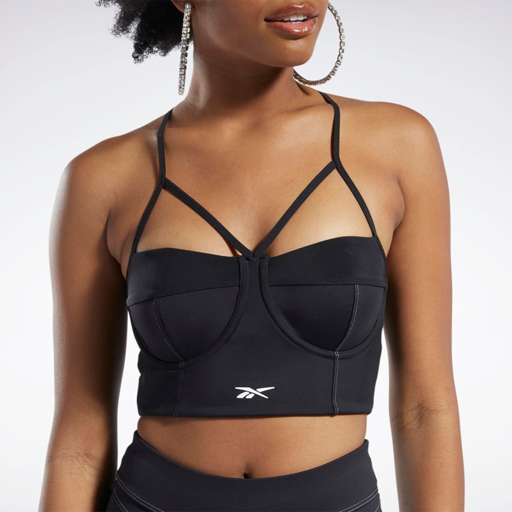 Reebok Cardi B Bralette Čierne Biele | HNELB5718