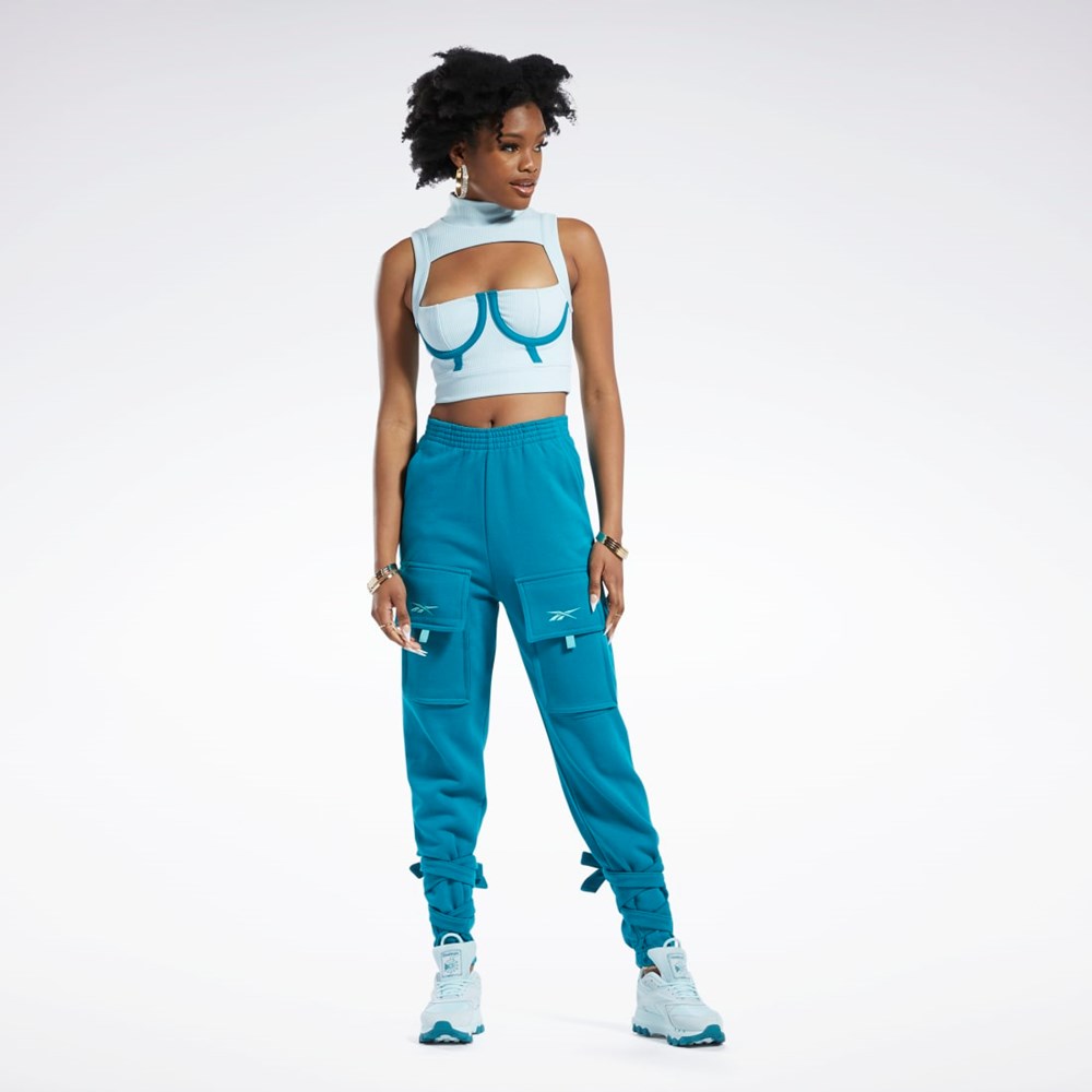 Reebok Cardi B Crop Top Modre | DHOEV9210