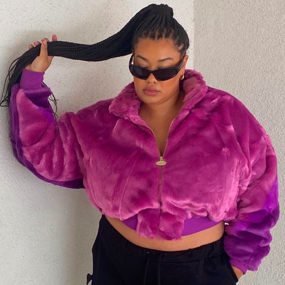 Reebok Cardi B Fur Ombre Jacket (Unisex) Ultraberry | UJGQF6128