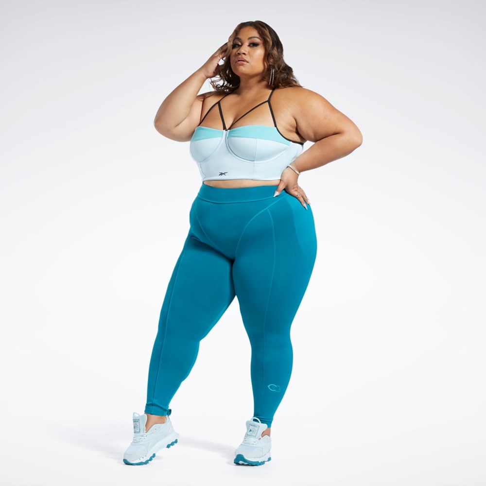 Reebok Cardi B High-Rise Tights (Plus Size) Seaport Teal | FOHGR1276