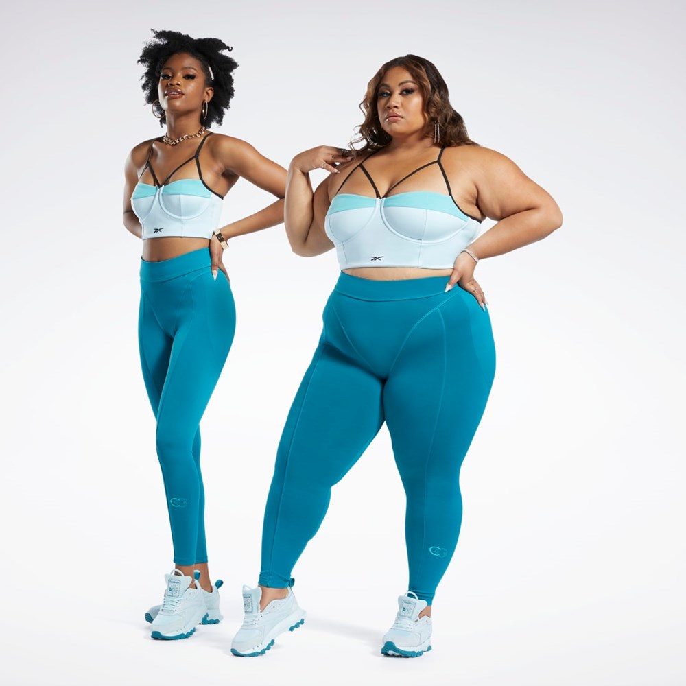 Reebok Cardi B High-Rise Tights (Plus Size) Seaport Teal | FOHGR1276