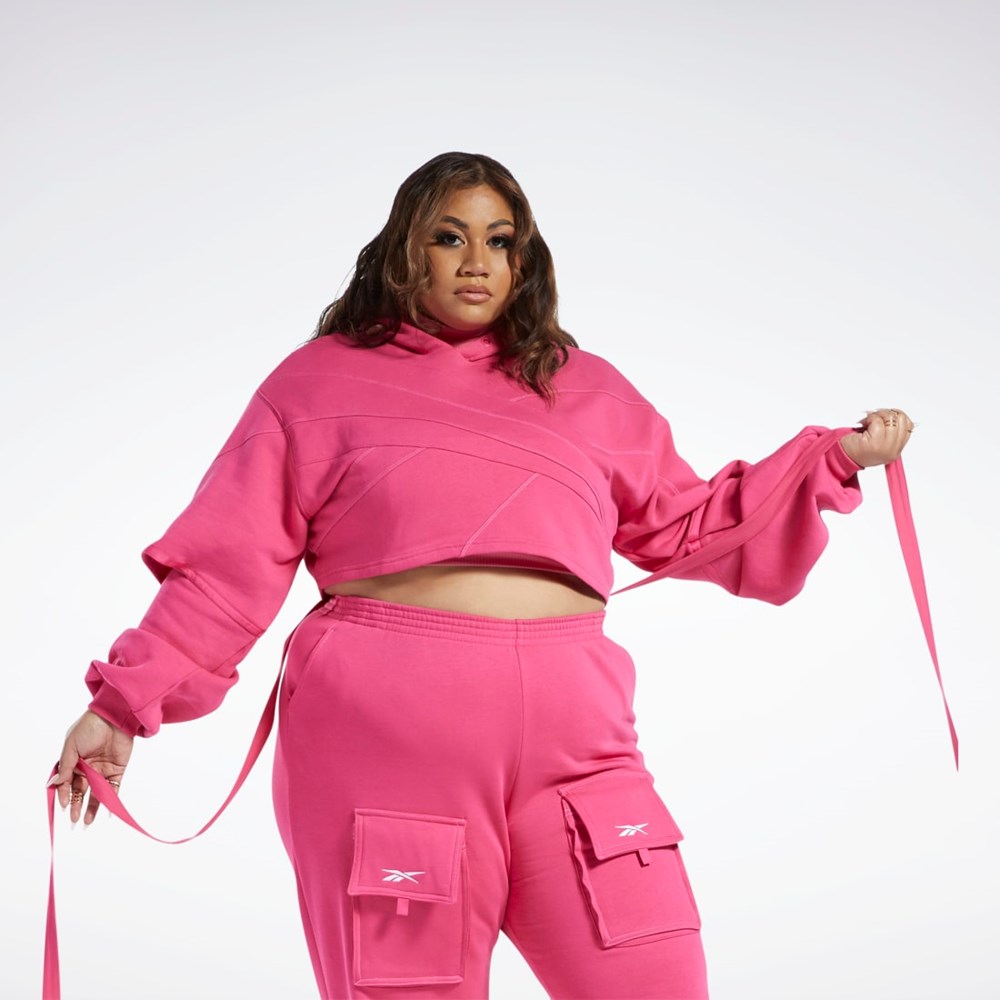 Reebok Cardi B Knit Hoodie (Plus Size) Ruzove Ruzove | LYZGD4091