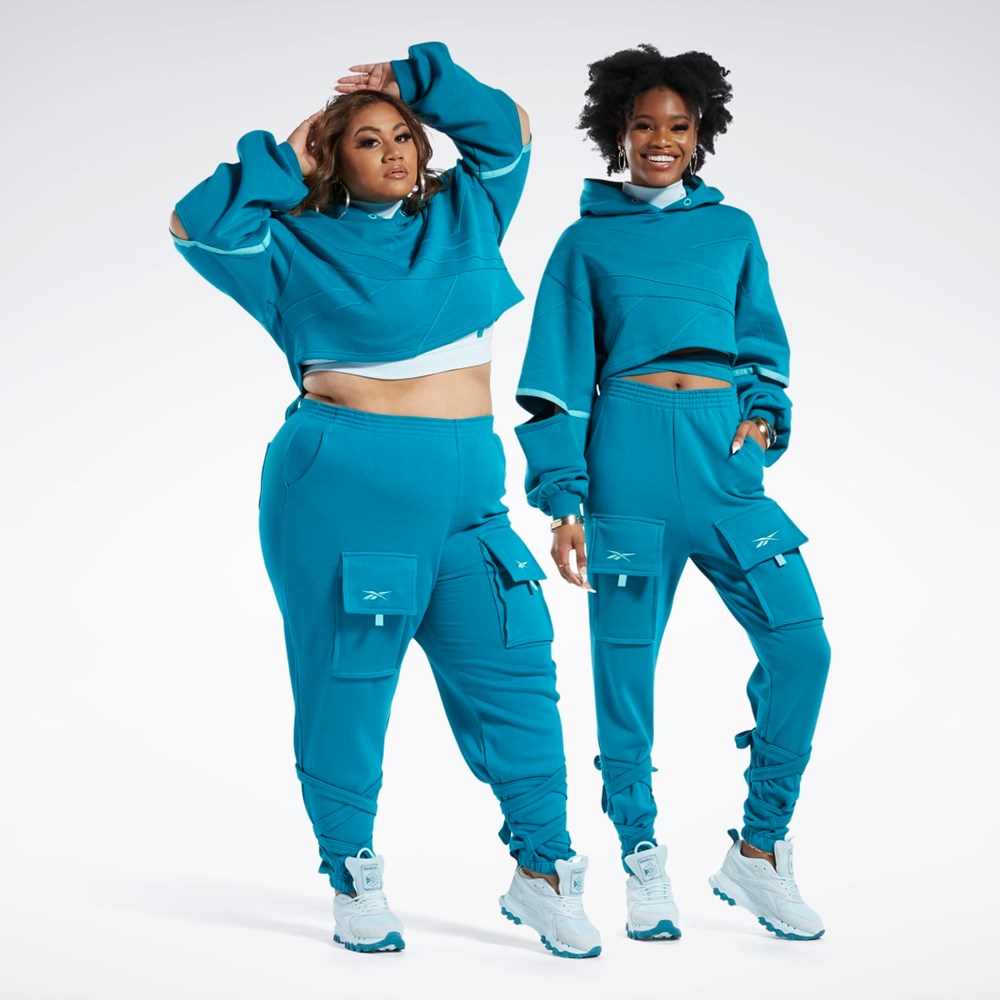 Reebok Cardi B Knit Hoodie Seaport Teal / Seaport Teal | QEUSA8903