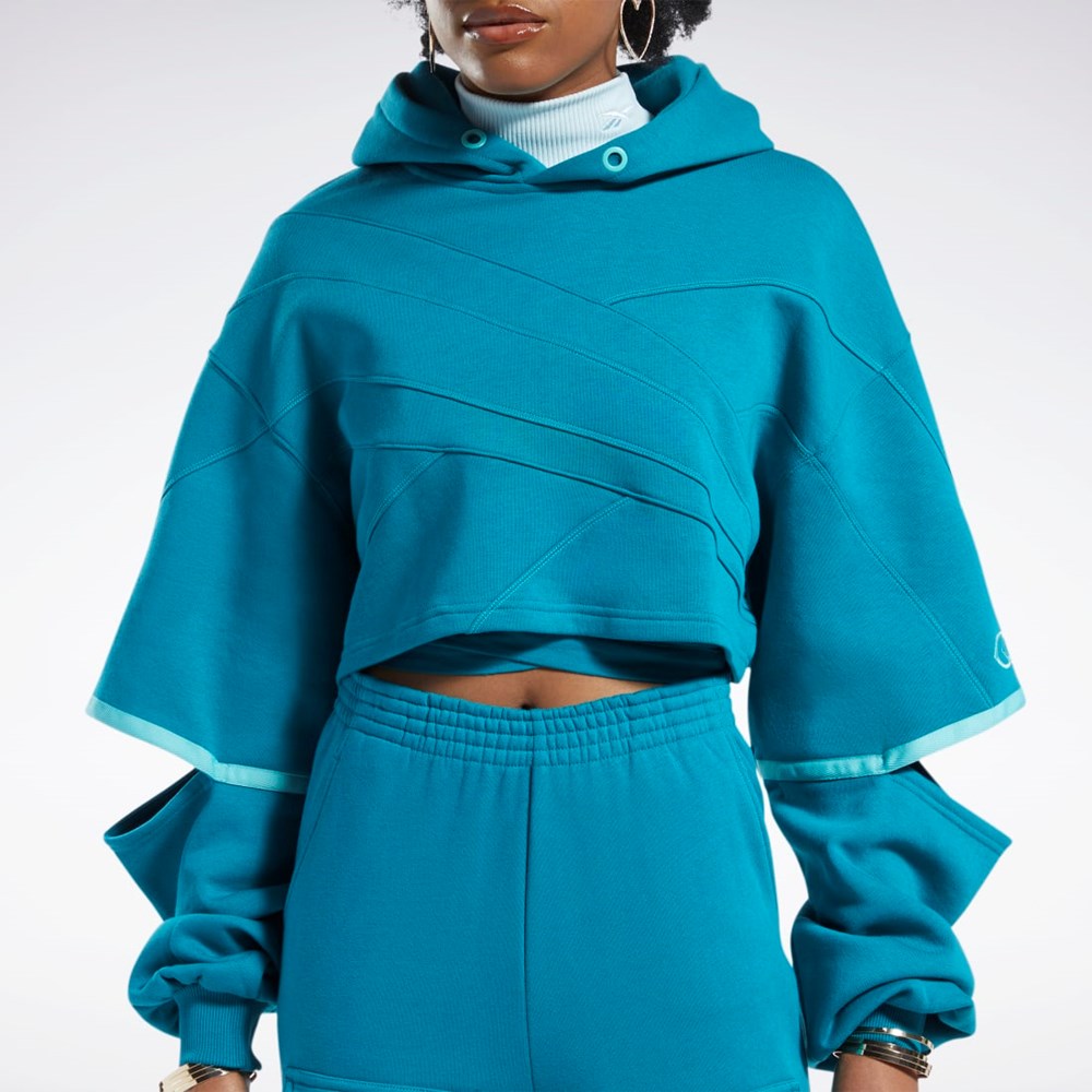 Reebok Cardi B Knit Hoodie Seaport Teal / Seaport Teal | QEUSA8903