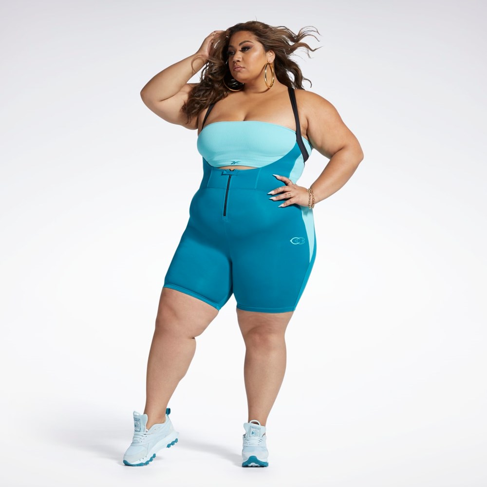 Reebok Cardi B Leotard (Plus Size) Seaport Teal | RAZEY1375