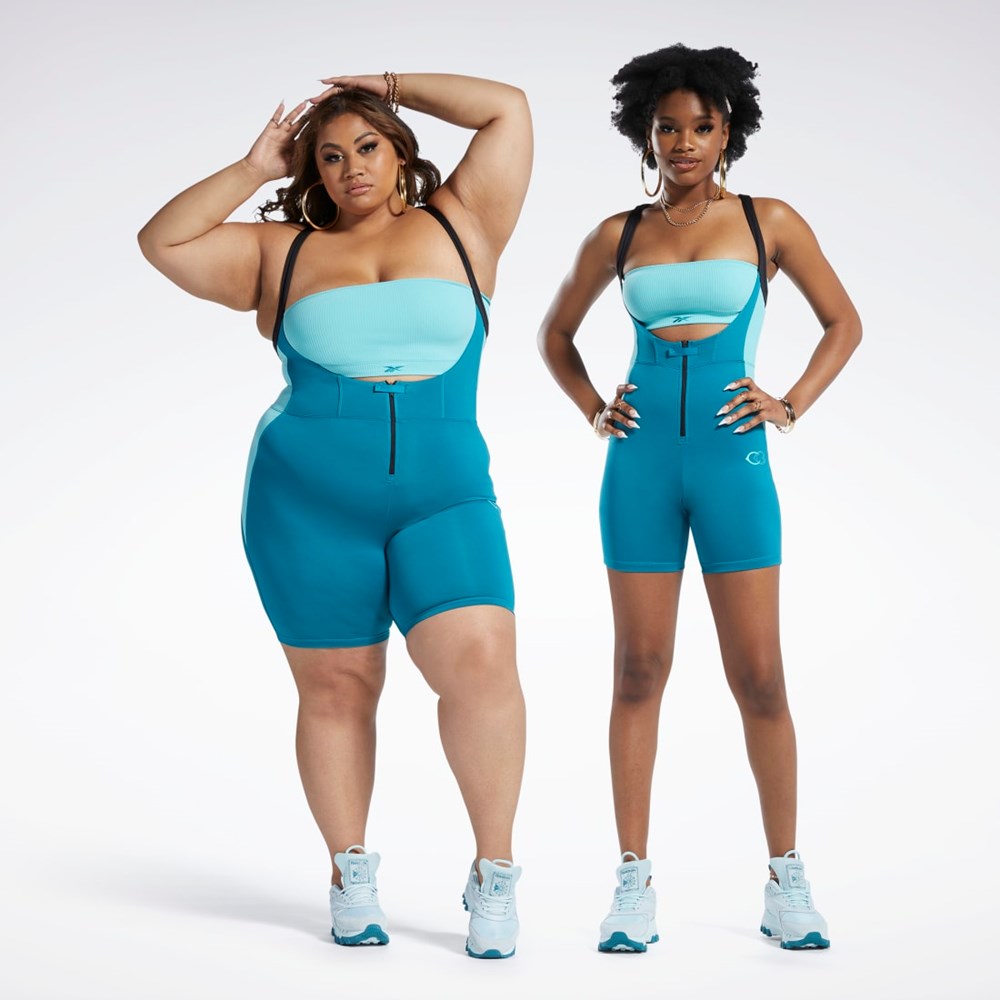 Reebok Cardi B Leotard (Plus Size) Seaport Teal | RAZEY1375