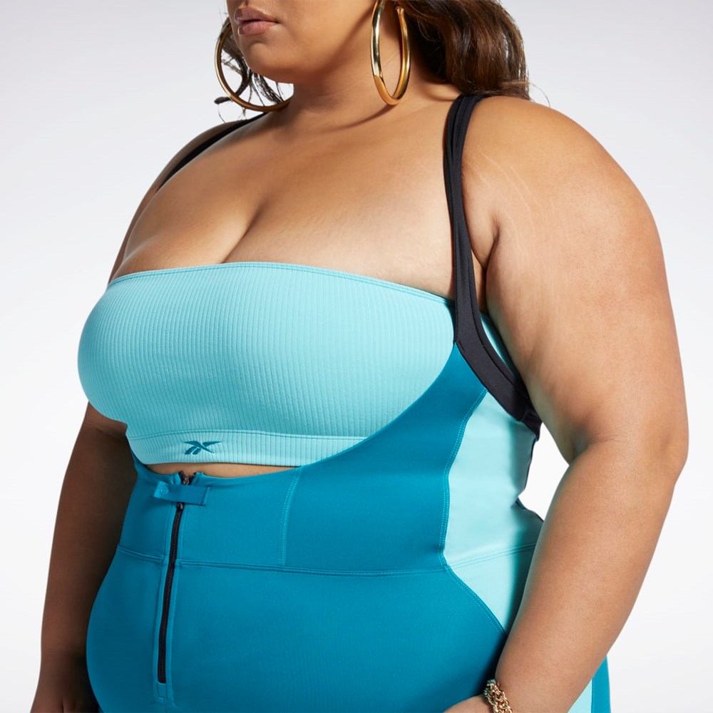 Reebok Cardi B Leotard (Plus Size) Seaport Teal | RAZEY1375