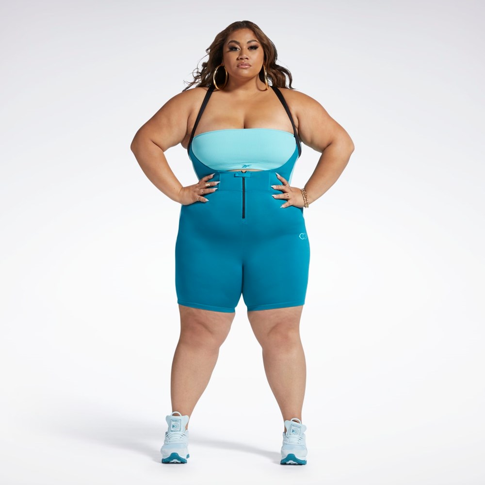 Reebok Cardi B Leotard (Plus Size) Seaport Teal | RAZEY1375