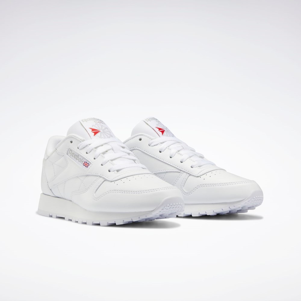 Reebok Classic Leather Shoes Biele Biele Siva | YPBJV8013