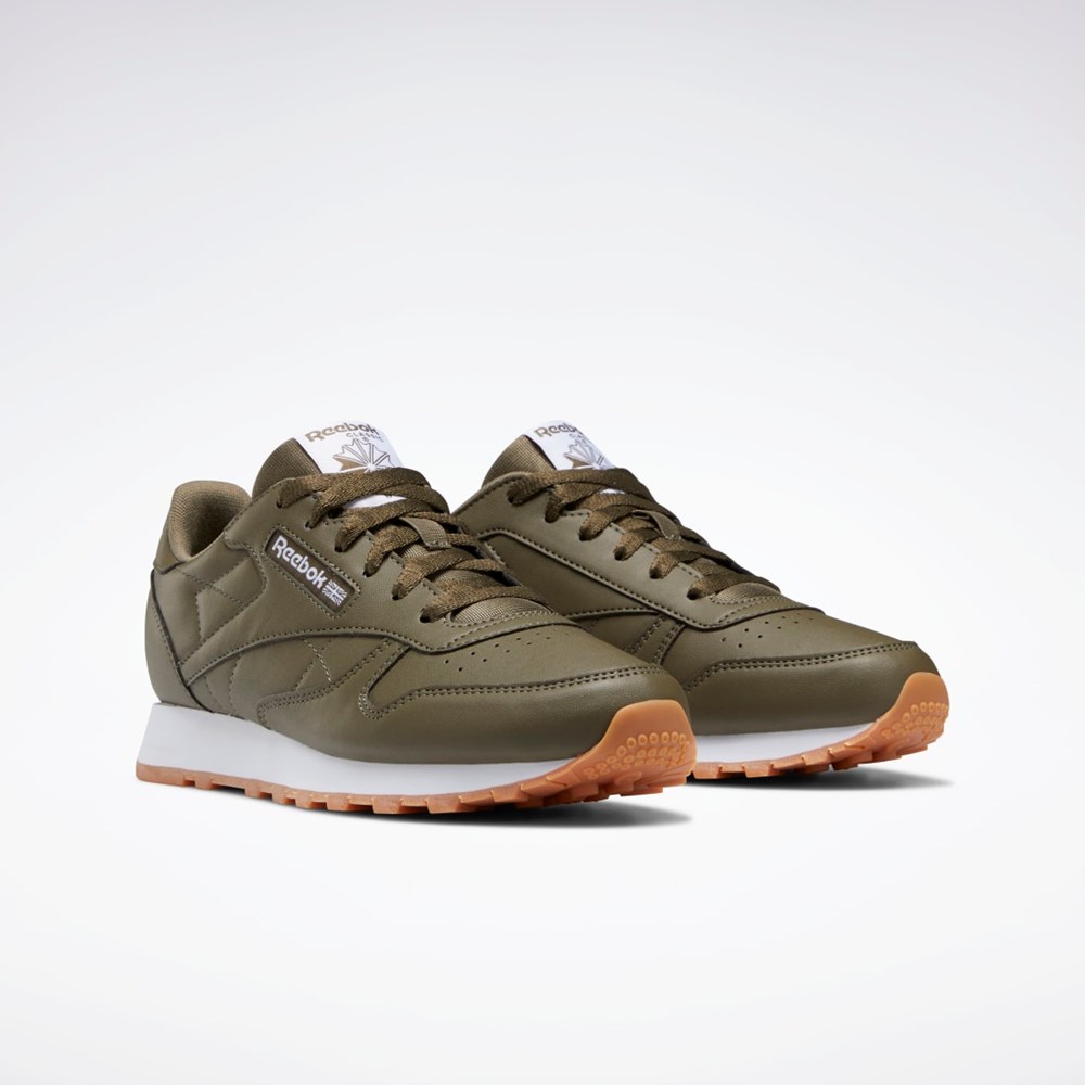 Reebok Classic Leather Shoes - Grade School Zelene Zelene Zelene | OUCWL6795