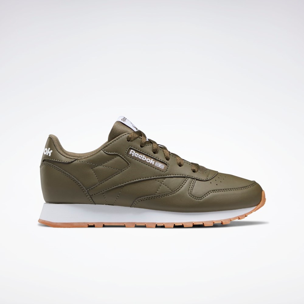 Reebok Classic Leather Shoes - Grade School Zelene Zelene Zelene | OUCWL6795