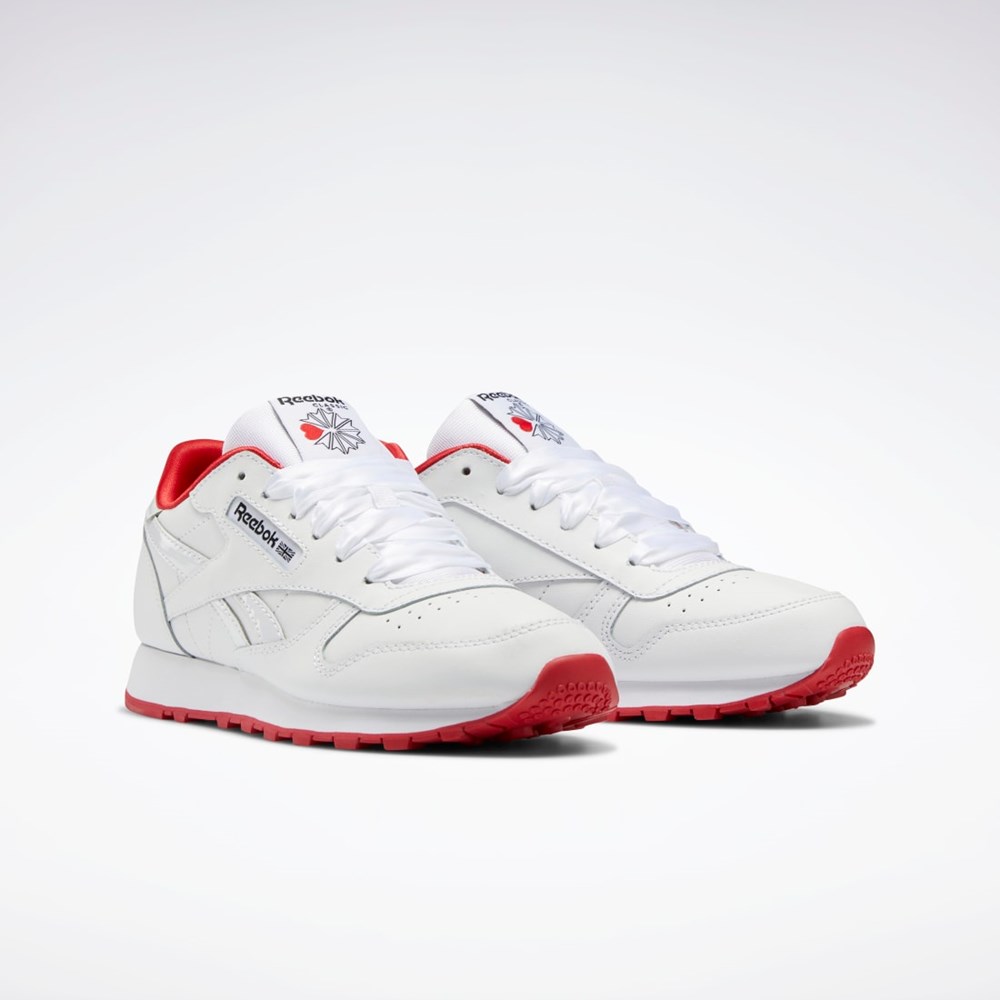 Reebok Classic Leather Shoes - Grade School Biele Biele Červené | PWHUE5437