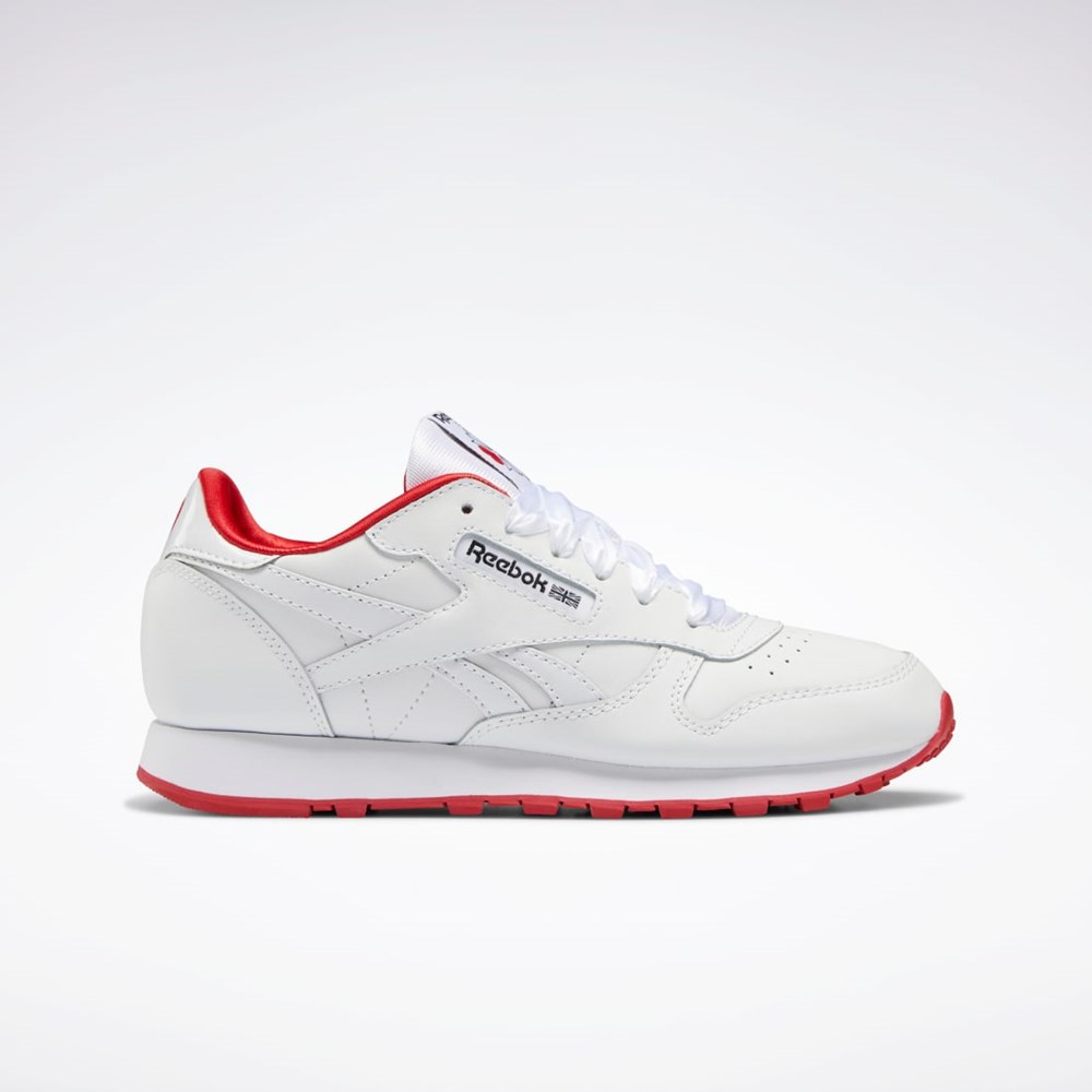 Reebok Classic Leather Shoes - Grade School Biele Biele Červené | PWHUE5437