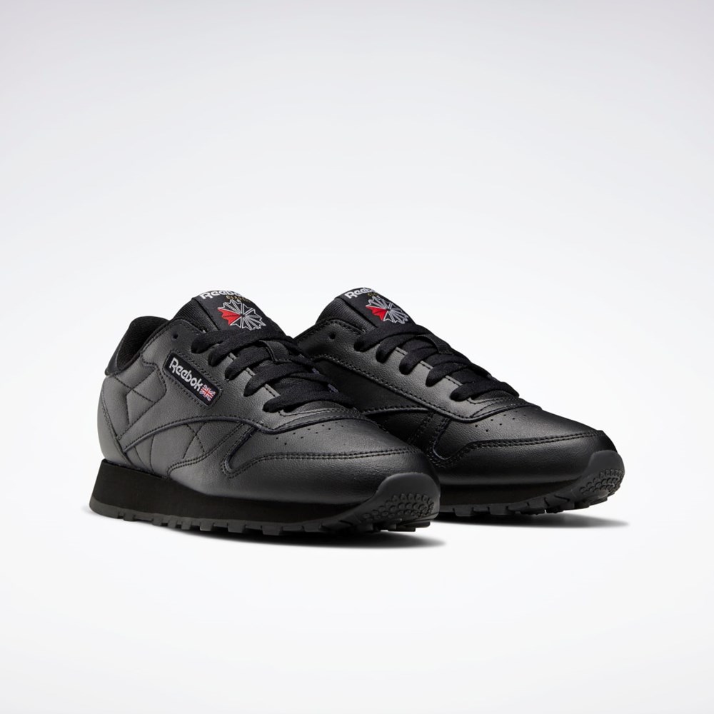 Reebok Classic Leather Shoes - Grade School Čierne Čierne Čierne | TORMH5170