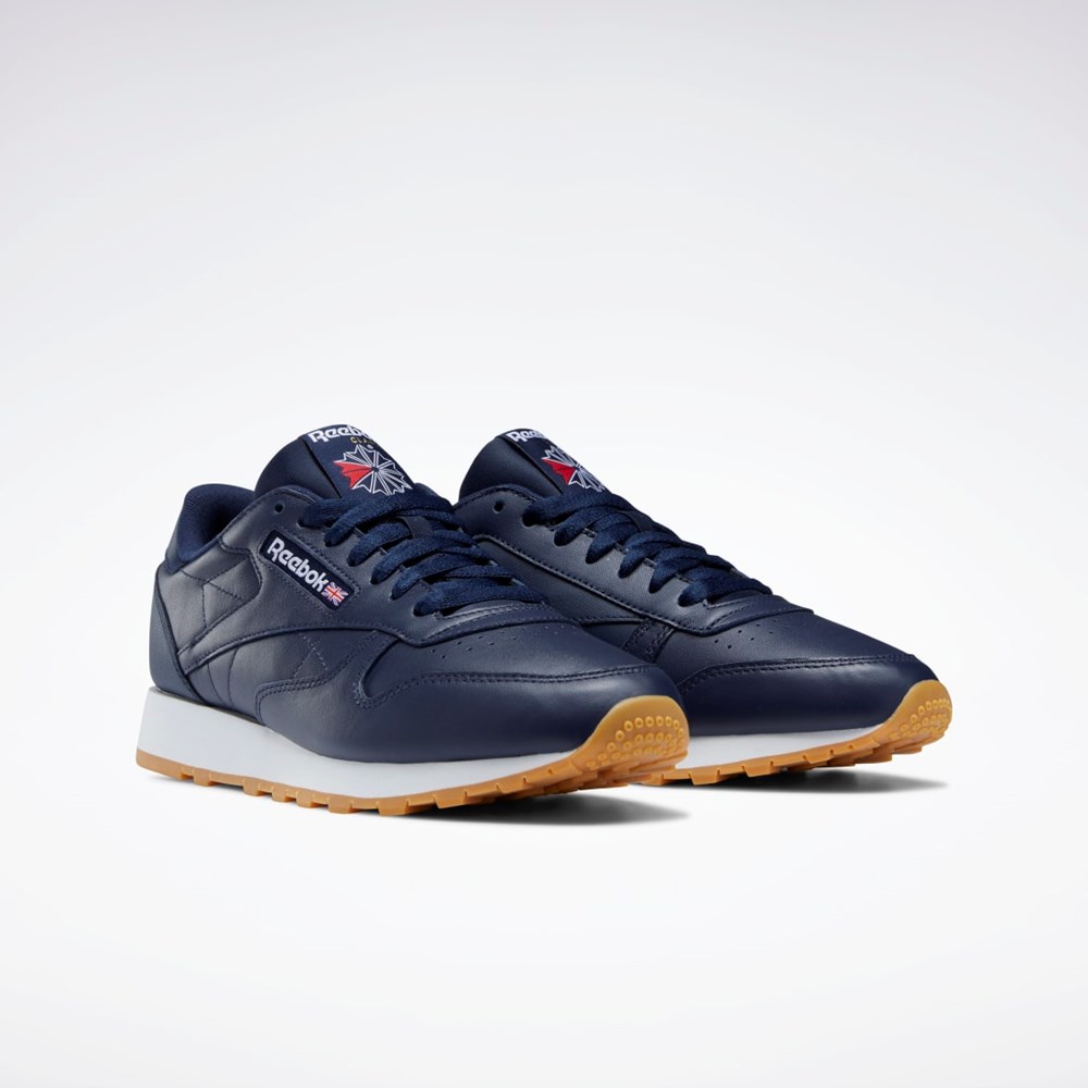 Reebok Classic Leather Shoes Námornícka Modrá Biele | DGION7982