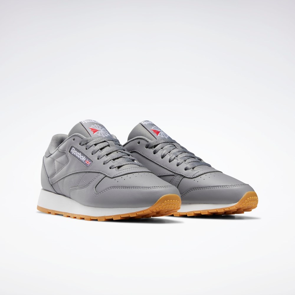 Reebok Classic Leather Shoes Siva Biele | EXWTC5712