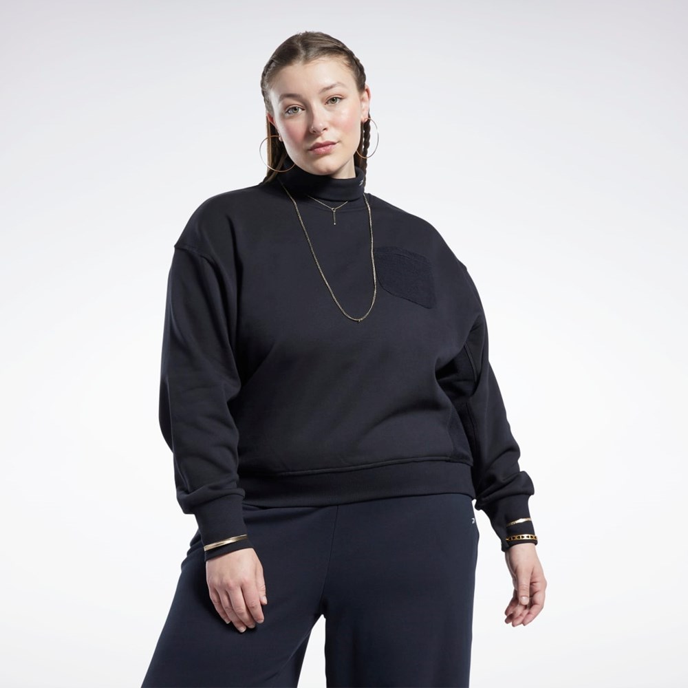 Reebok Classics Bavlnene French Terry Sweatshirt (Plus Size) Čierne | PUSHM0176