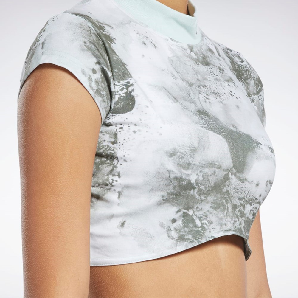 Reebok Classics Cloud Splatter-Print Kratke Sleeve Cropped T-Shirt Svetlo | LQSBW7814