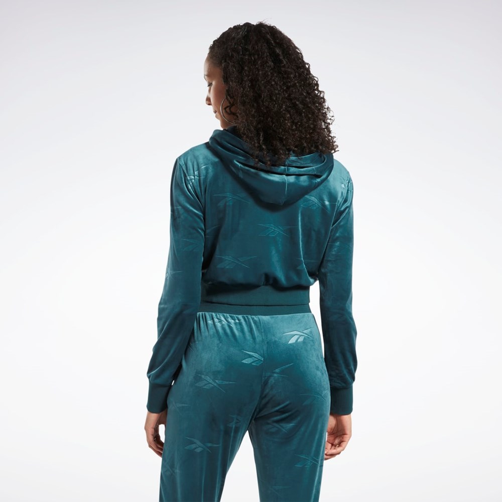 Reebok Classics Energy Q4 Velour Zip-Up Sweatshirt Zelene | KCHFD7865