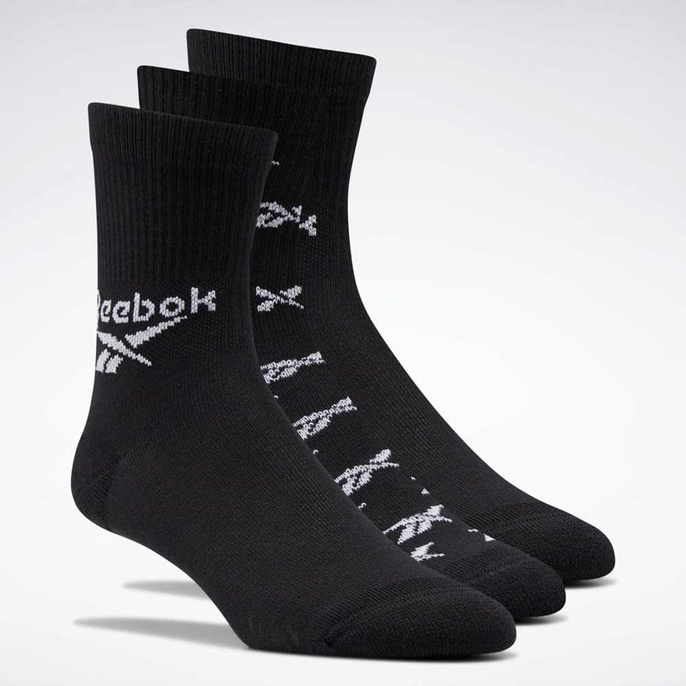 Reebok Classics Fold-Over Crew Socks 3 Pairs Čierne | HVBNQ8925