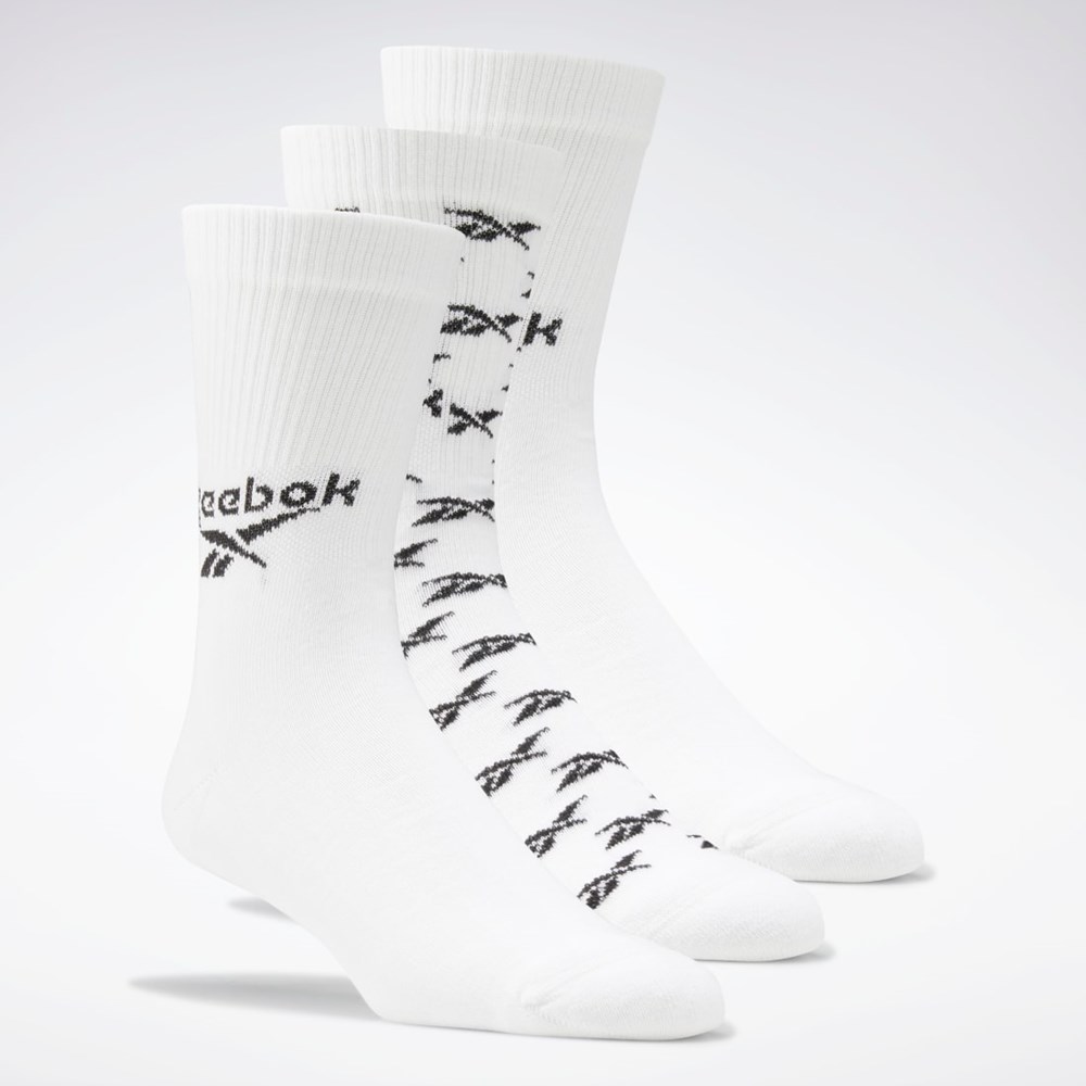 Reebok Classics Fold-Over Crew Socks 3 Pairs Biele | TCBEG3956