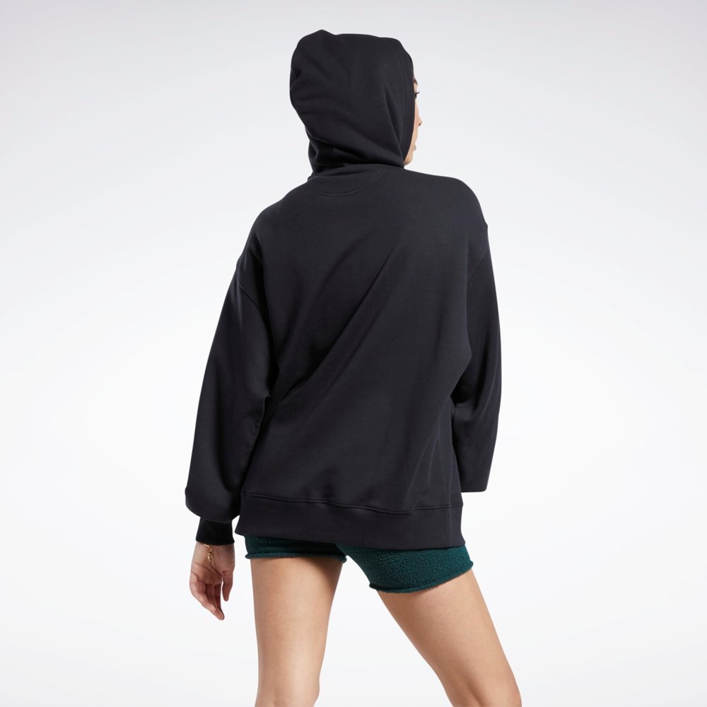 Reebok Classics Oversized Long Zip-Up Hoodie Čierne | ZYPJK0493