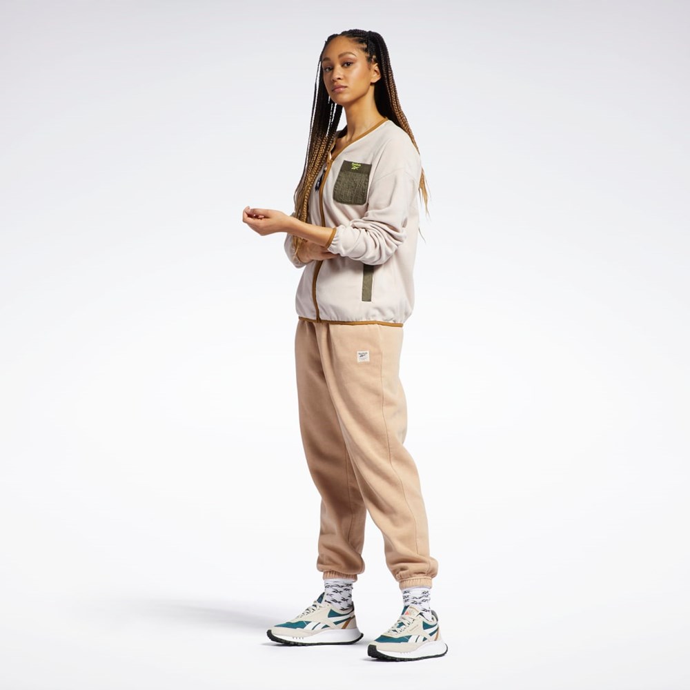 Reebok Classics Polar Fleece Zip-Up Jacket Soft Ecru | TXMWF7908