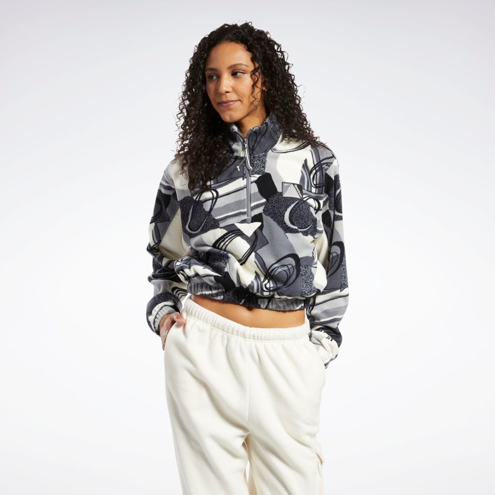 Reebok Classics Zimná Print Half-Zip Sweatshirt Siva | QGLIT5174