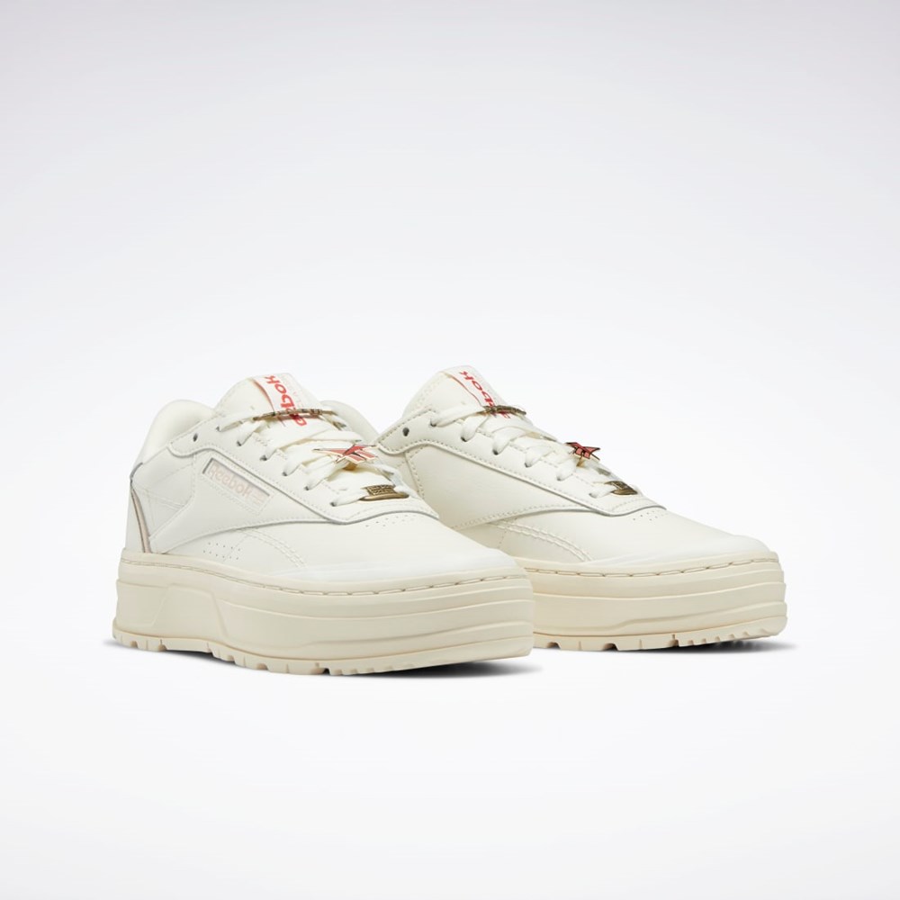 Reebok Club C Double GEO Shoes Chalk / Alabaster / Soft Ecru | PEAKU4852